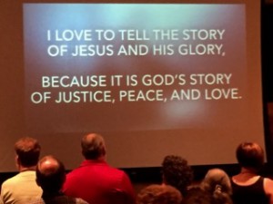 Worship at FG 2015 singing a favorite  verse (by Dennis Dewey) to an old hymn